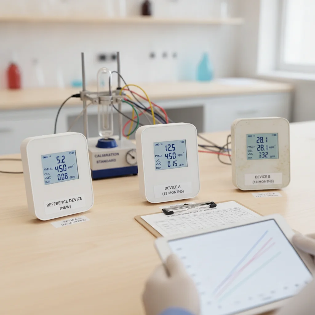 18-month air quality monitor sensor drift test protocol with reference equipment comparison