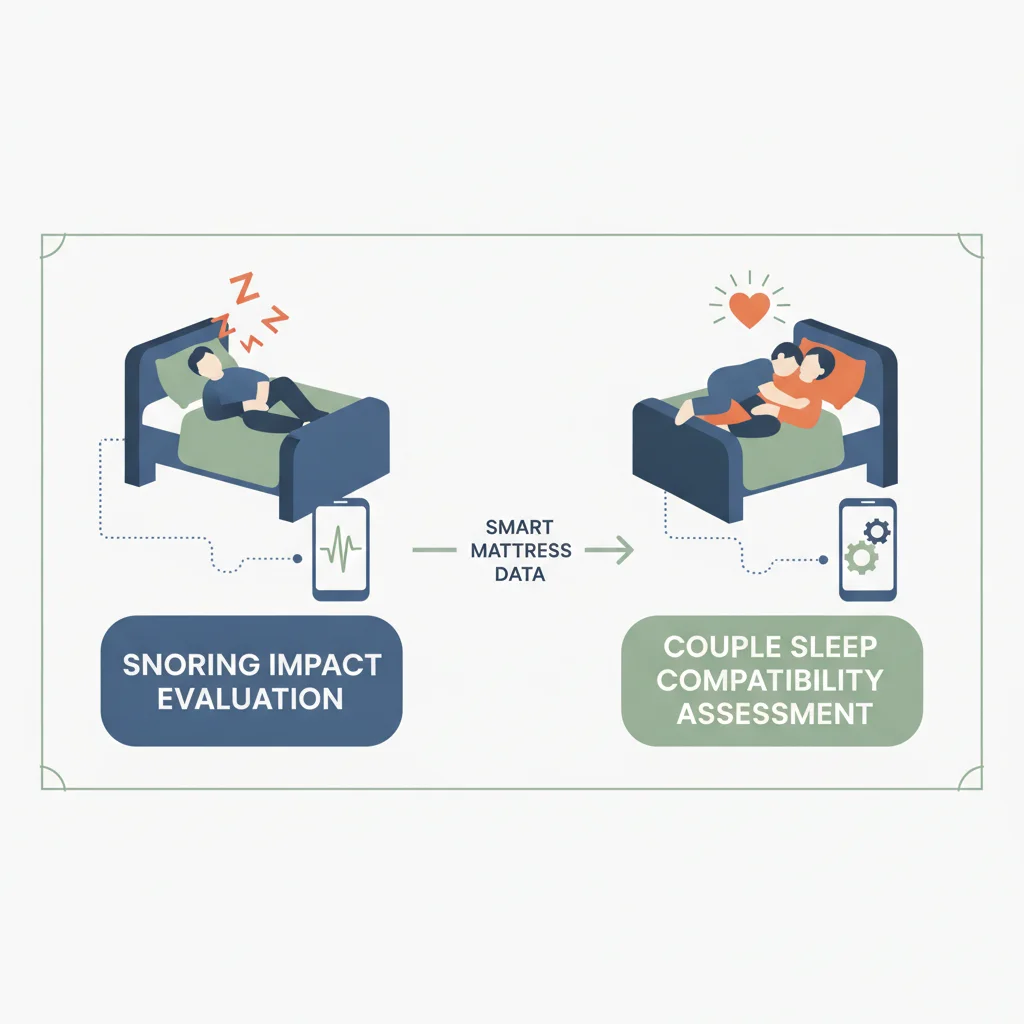 Smart mattress testing for snoring and couples showing snoring impact evaluation and couple sleep compatibility assessment